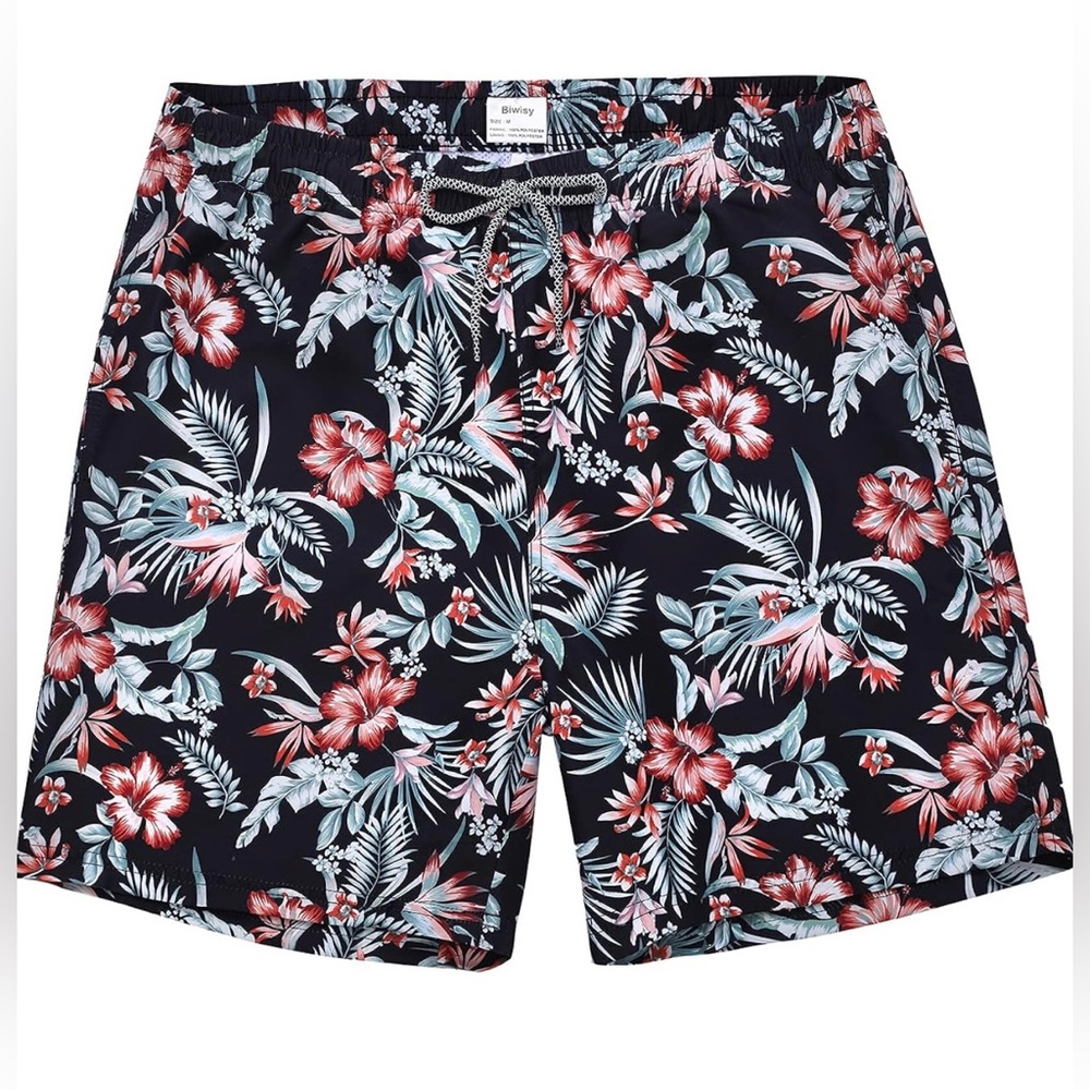 Mens Swim Trunks Quick Dry Beach Shorts Mesh Lining with Pockets